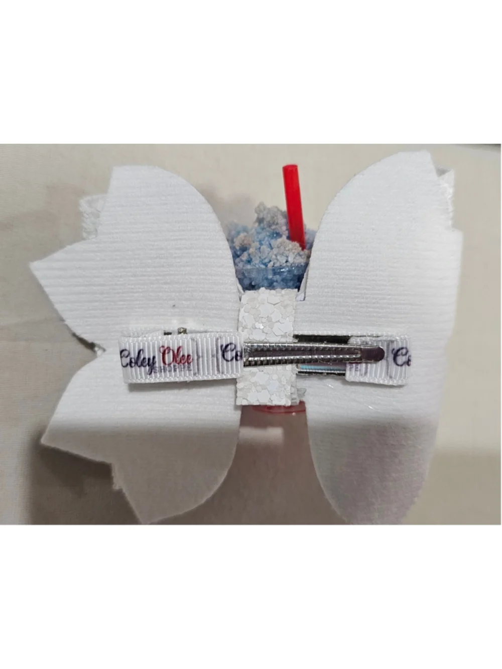 Girls Coley Olee Hair Bow Clip Red White Blue Slushie One Size